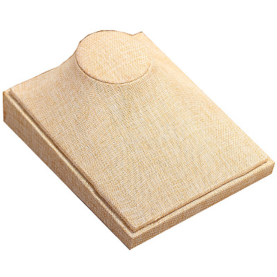 Wood Covered with Linen Bust Shaped Necklace Display Stands PW-WG89524-01-1