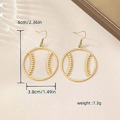 Brass & Iron Baseball Dangle Earrings for Women WG2115E-01-1