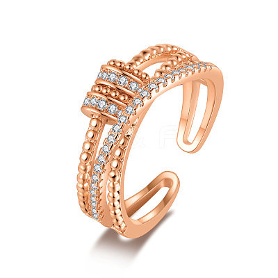 Brass Micro Pave Clear Cubic Zirconia Rotating Cuff Rings FS-WG95F24-03-1
