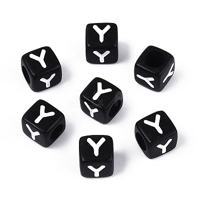 Initial Acrylic Horizontal Hole Beads OACR-ZX006-35Y-1