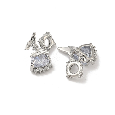 Brass Pave Clear Cubic Zirconia Pendants KK-D228-13P-1