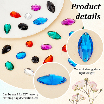 96Pcs 24 Styles Oval Teardrop Horse Eye Sew on Rhinestone ACRT-PH0001-15-1