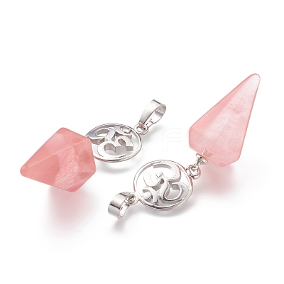 Cherry Quartz Glass Pendants G-O194-08-1