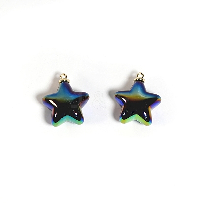 10Pcs UV Plated Iridescent Opaque Resin Pendants PW-WG9DE9F-11-1