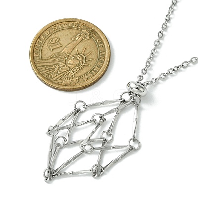 Crystal Cage Holder Necklace NJEW-JN04604-01-1