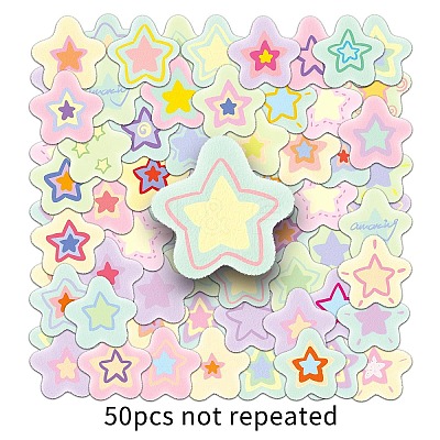 50Pcs Cute Star PVC Self-Adhesive Stickers PW-WG31145-01-1