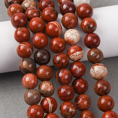 Natural Red Jasper Bead Strands G-R193-11-8mm-1