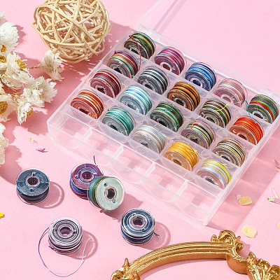 25 Rolls 25 Colors Round Segment Dyed Waxed Polyester Thread String YC-YW0001-02A-1