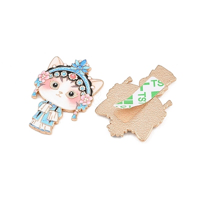 Peking Opera Cat Alloy Enamel Cabochons AL-CBA1A6F-04KCG-C-1