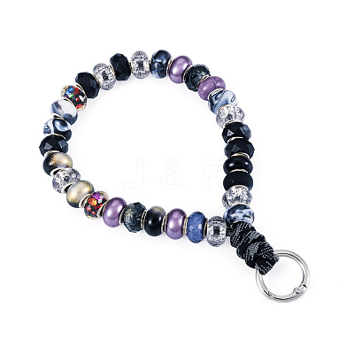 Resin Rondelle Bead with Polyester & Spandex Cord Phone Hand Strap Chains HJEW-TADJ0008-1