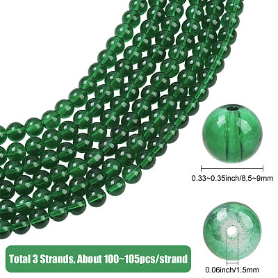 3 Strands Baking Paint Transparent Glass Round Bead Strands DGLA-PA0001-02B-1