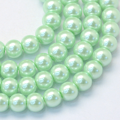 Baking Paint Pearlized Glass Pearl Round Bead Strands X-HY-Q330-8mm-04-1
