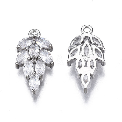 Brass Inlaid Clear Cubic Zirconia Pendants X-ZIRC-S069-013P-1