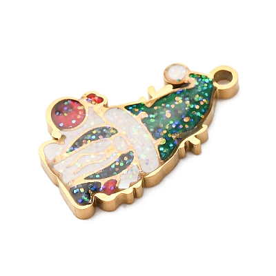 Christmas 304 Stainless Steel Enamel Pendants LS-STAS-B112-02G-09-1