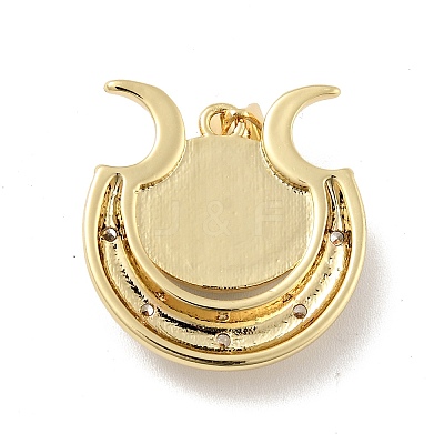 Evil Eye with Moon Brass Micro Pave Clear Cubic Zirconia Pendants KK-G419-10G-04-1