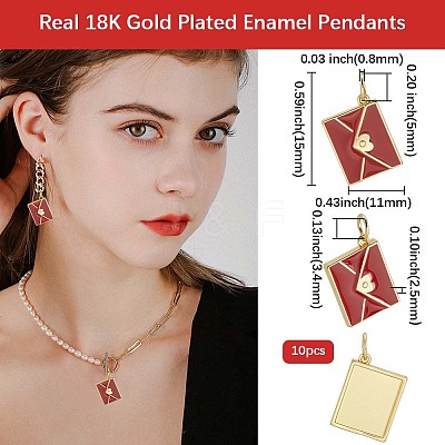 10Pcs Rack Plating Brass Enamel Pendants KK-BBC0020-60G-02-1