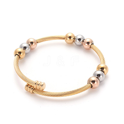304 Stainless Steel Torque Bangles BJEW-L642-26MP-1