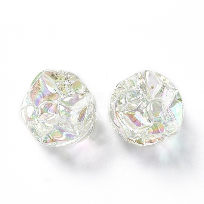 UV Plating Rainbow Iridescent Acrylic Beads OACR-H015-09-1