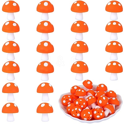 20Pcs Mushroom Silicone Focal Beads JX901G-1