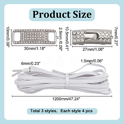 Rectangle Brass & Zinc Alloy Rhinestone Shoe Buckle Clips FIND-HY0003-93P-1