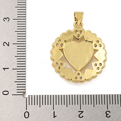 Heart Rack Plating Brass Micro Pave Cubic Zirconia Pendants KK-C074-54G-1
