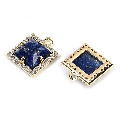Natural Lapis Lazuli Faceted Square Charms G-I375-06G-02-1