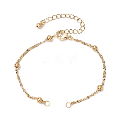 2Pcs 2 Colors 304 Stainless Steel Singapore Chain Bracelets Making AJEW-JB01307-1