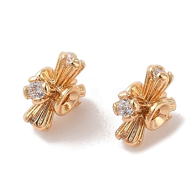 Brass Micro Pave Clear Cubic Zirconia Beads KK-B100-052G-1