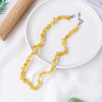 Natural Citrine Chips Bead Necklace PW-WG87743-03-1