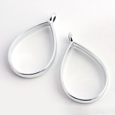 Rack Plating Alloy Teardrop Open Back Bezel Pendants PALLOY-S047-29D-FF-1