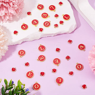 32Pcs 5 Styles Golden Plated Alloy Enamel Charms ENAM-TA0003-13B-1