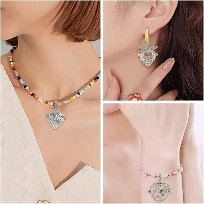 6Pcs 3 Styles Brass & Alloy  Bead Cage Pendants FIND-YW0011-82-1