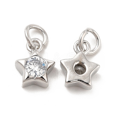 Brass Cubic Zirconia Charms KK-E068-VB227-1