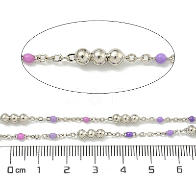 Brass Enamel Round Beaded Link Chain CHC-G022-07P-20-1