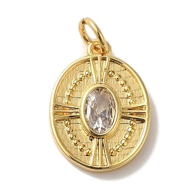 Rack Plating Brass Micro Pave Cubic Zirconia Pendant X-KK-U027-37G-1