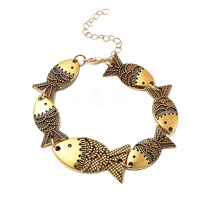Alloy Link Chain Bracelets for Women BJEW-C133-01AG-1