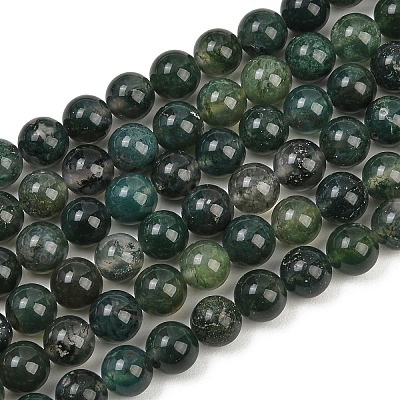 Natural Moss Agate Beads Strands G-F453-8mm-1