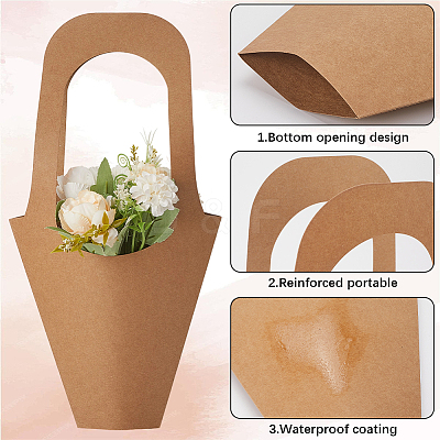 20Pcs Kraft Paper Hand-held Bouquet Bag CARB-GF0001-02-1