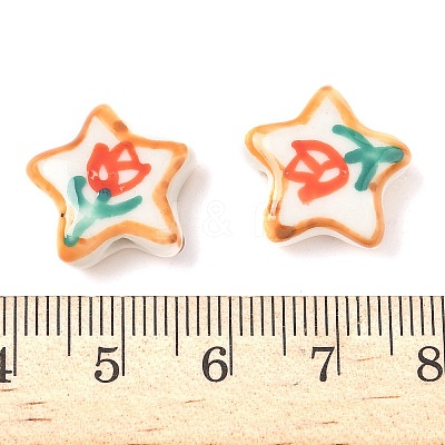 Flower Theme Handmade Porcelain Beads LAMP-D303-06D-02-1