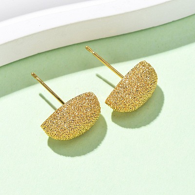 Brass Textured Stud Earrings EJEW-A143-02A-G-1
