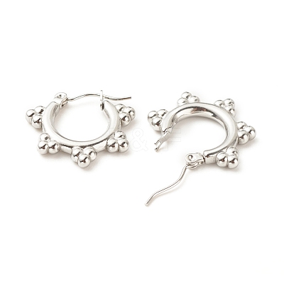 Non-Tarnish 304 Stainless Steel Flower Hoop Earrings for Women EJEW-K242-05P-1