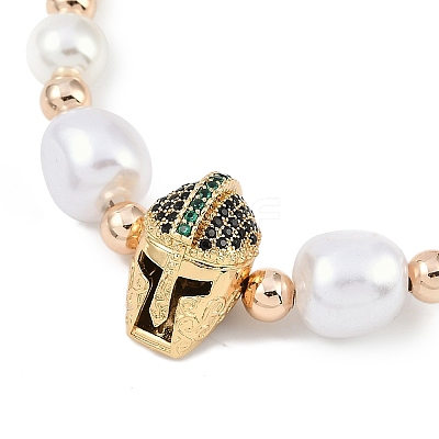 Rack Plating Brass Micro Pave Cubic Zirconia Charm Bracelets BJEW-P341-13G-01-1