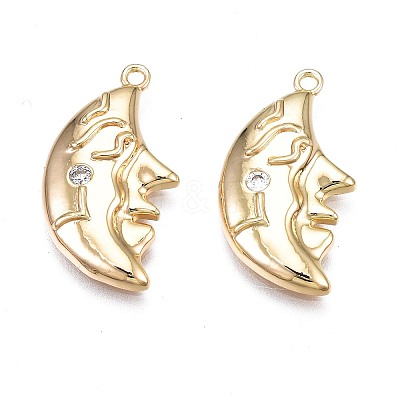 Brass Micro Pave Clear Cubic Zirconia Pendants KK-N232-257-1