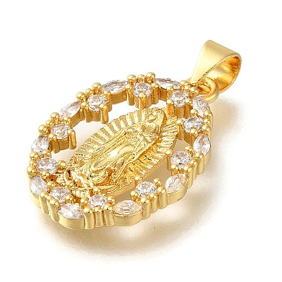 Rack Plating Brass with Cubic Zirconia Pendants KK-Z086-33G-06-1