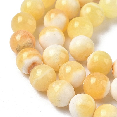Natural Yellow Jade Beads Strands G-F818-A03-14mm-1