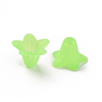 Green Frosted Transparent Acrylic Flower Beads X-PLF018-05-1