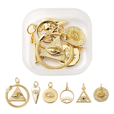 6Pcs 6 Style Brass Rough Surface Pendants KK-LS0001-50-1