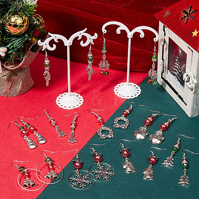 Christmas Theme DIY Alloy & Glass Dangle Earring Making Kits DIY-SC0027-64-1