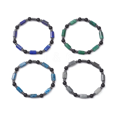 Natural & Synthetic Mixed Gemstone Beads Stretch Bracelets BJEW-JB12722-1