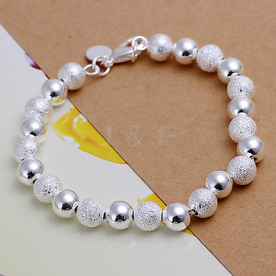 8mm Brass Ball Chain Bracelets for Women BJEW-BB12486-1